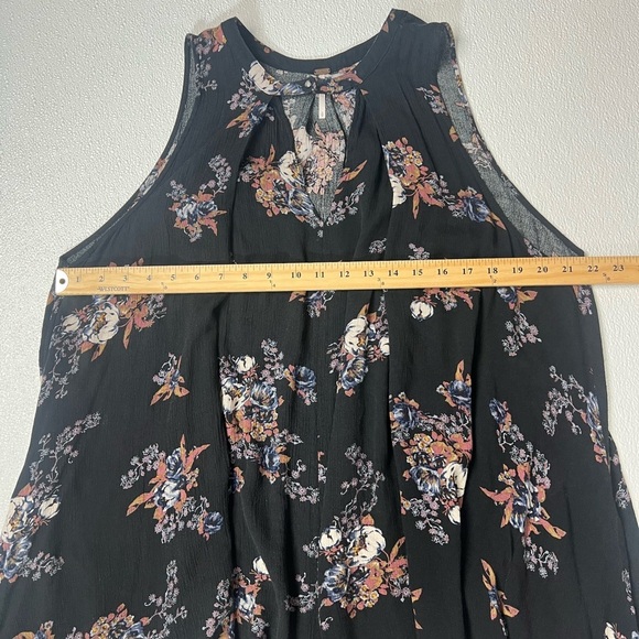 Free People Trapeze Sleeveless Tree Swing Tunic Top Size S Black Floral - Picture 7 of 12